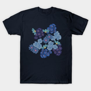 Blue Floral Design T-Shirt